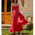 thumbnail image 5 of Women's Y2k Cut Out Backless Maxi Dress Bodycon Long Flowy Dresses Summer Boho Spaghetti Strap Low Cut Cami Dress Clubwear, 5 of 13
