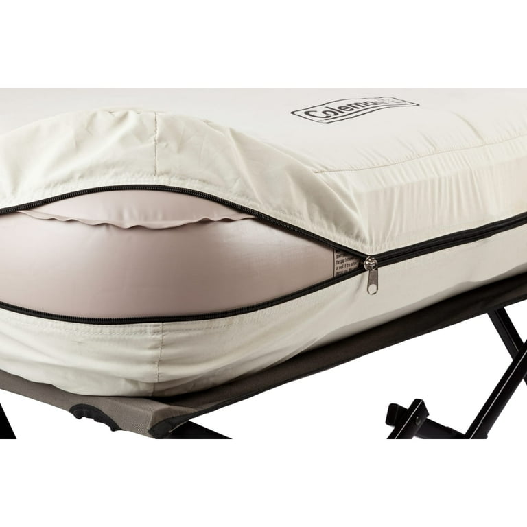 Coleman Camping Cot with Side Tables, Air Mattress & Battery Pump