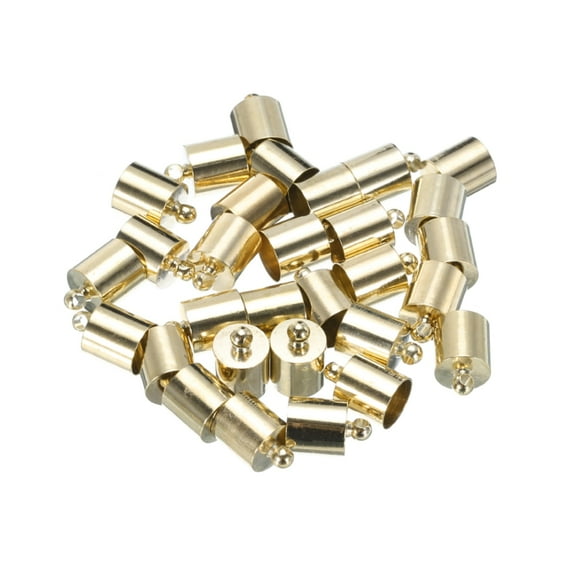 Uxcell 30Pcs Cord End Caps 12mm End Cap Barrel Beads Kumihimo 8mm Dia for Leather Cord Tassels Jewelry Making Light Gold