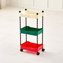 3-Tier Rolling Storage Cart | Mobile Snack & Fruit Organizer with Locking Wheels | Plastic Multifunctional Cart for Kitchen, Bathroom, Baby Room | White & Multicolor Options | 25.6x13x9 Inches