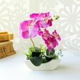thumbnail image 3 of Artificial Orchid Flower Bonsai with Vase - Butterfly Orchid Wooden Boat Shape Pot Bonsai for Home Office Decor Table Centerpiece Decorations, 3 of 5