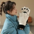 thumbnail image 5 of Hadanceo 1 Pair Cute Bear Paw Gloves Super Soft Ultra-thick Wear Resistant Cold-proof Winter Warm Gloves for Women Black, 5 of 8