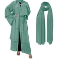 thumbnail image 2 of IBTOM CASTLE Muslim Chiffon Abaya for Women Open Front Cardigan Modest Dress with Hijab Scarf Middle East Arabian Robe Islamic Long Dress L Mint Green, 2 of 8