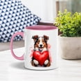 thumbnail image 3 of Happy Valentine's Day Border Collie Brings Love Heart 11oz Accent Two-tone Mug Borders Dog Lovers Gifts Idea Coffee Tea Cup - 02028, 3 of 5