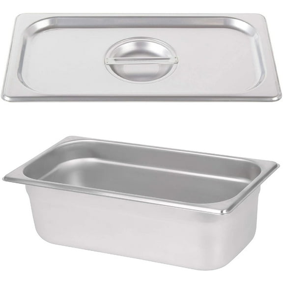 "12 PACK 1/3 Size Stainless Steel w/LID Steam Buffet Prep Table Food Pan 4"" Deep"