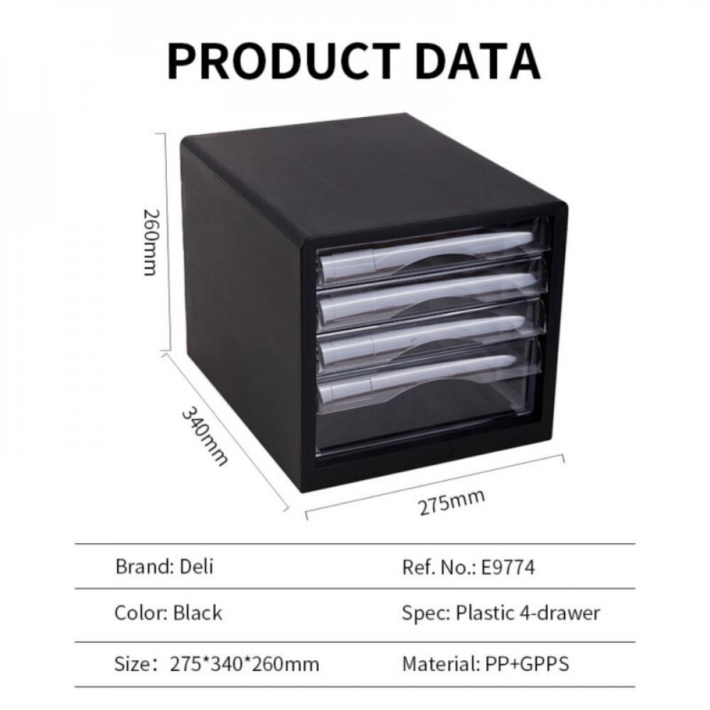 Pretty Comy Deli File Cabinet Desktop small file cabinet File storage box 34*27.5*26cm PP+GPPS material suitable for A4 size paper Black - image 3 of 5