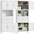 thumbnail image 4 of JHYKFG 75" Tall Kitchen Pantry Cabinet,Metal Storage Cabinets with 2 Drawers and Adjustable Shelves,Freestanding Display Cupboard for Dining Room,Living Room,Hallway,Bathroom,White, 4 of 9