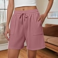 thumbnail image 2 of Yubnlvae High Waist Tie Shorts - Women's Summer Casual Drawstring Shorts with Pockets, Comfortable Loose Fit Bermuda Length (Pink 2 | L), 2 of 6