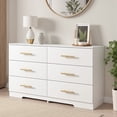thumbnail image 2 of White 6 Drawer Dresser Organizer for Bedroom, Wood Large Storage Drawers, Modern Wide Chest of Drawers with Golden Handle for Living Room Entry Hallway Furniture, 2 of 8