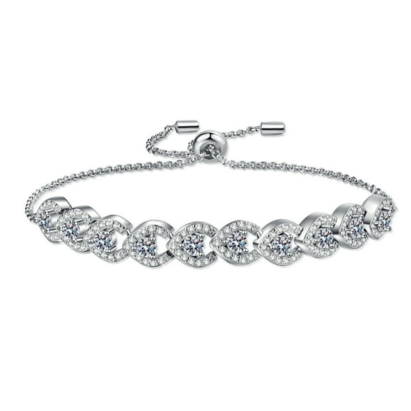 Adjustable Moissanite Link Bracelet for Women 1cttw D Color VVS1 Diamond Bracelets S925 Sterling Silver Chain Bracelets