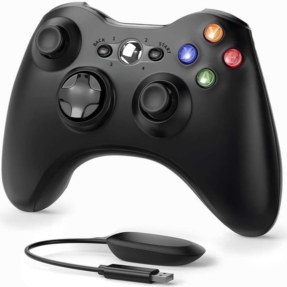 Wireless Controller for X-box 360/360 Slim,2.4Ghz Gamepad Joystick Controller Remote for PC Windows 7/8/10/11 with Receiver Adapter,Black