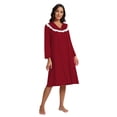 thumbnail image 3 of Valcatch Women's Court Style Nightdress Long Sleeve Lace Panel Sleep Skirt Loose Comfy Pajamas, 3 of 6