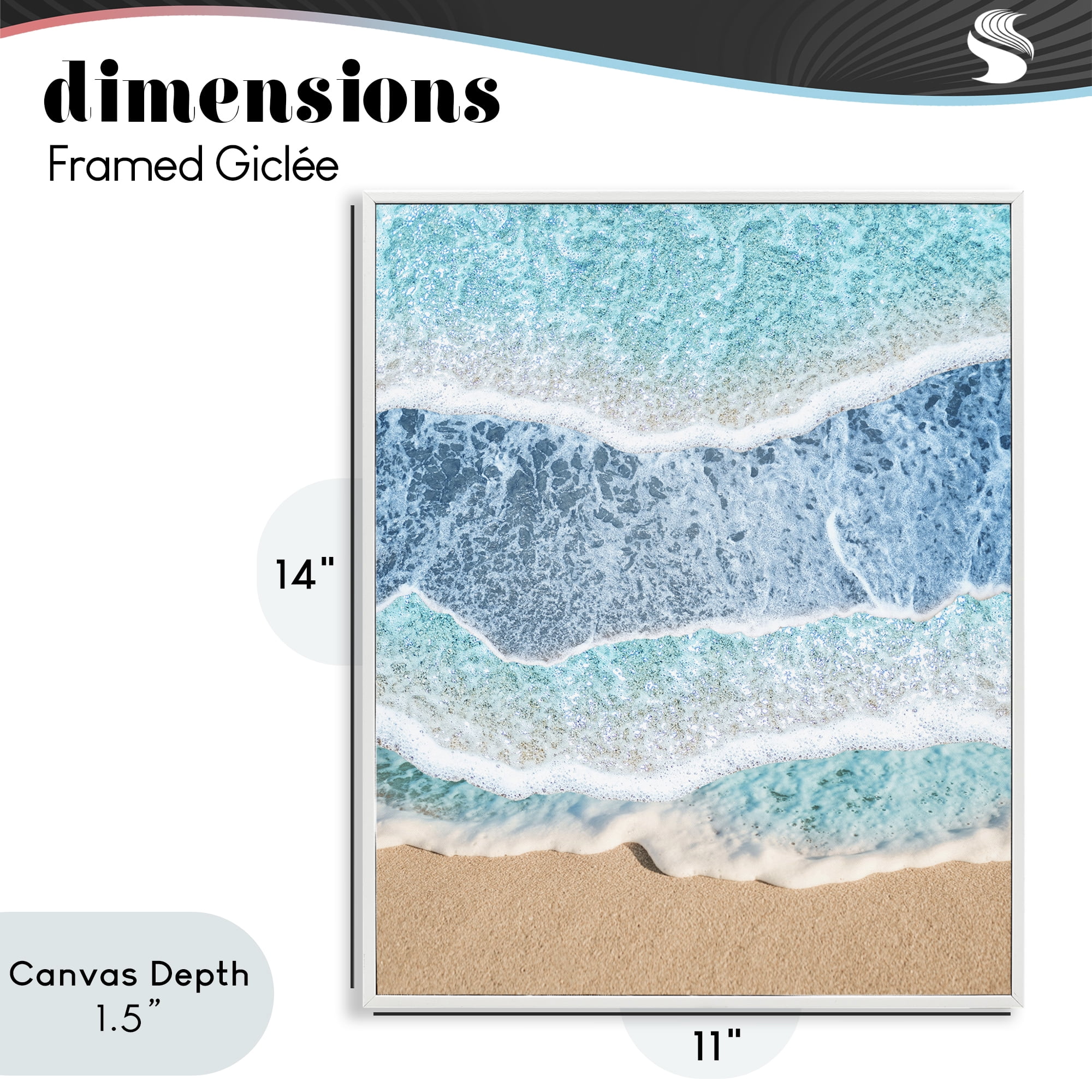 Stupell Industries Overlapping Shore Waves White Framed Giclee Art, design by Jesse Keith