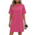 thumbnail image 3 of TaTaai Women's Fashion Solid Color Round Neck Short Sleeve Dress with Pockets Classic Casual Style Soft Elastic Fabric Comfortable Midi Dress for Spring Summer Daily Life Gift, 3 of 6