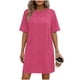 thumbnail image 1 of Mujeres Manga Corta Tops Impresión Casual Cuello Redondo Vendaje Vestido Falda de las Señoras, Vestido de Manga Corta para las Mujeres, 1 of 6