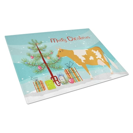 

Caroline s Treasures Guernsey Cow Christmas Glass Cutting Board Large