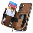 thumbnail image 3 of ELEHOLD Crossbody Case for Samsung Galaxy A15,Premium PU Leather Back Card Slot Zipper Wallet Shockproof Anti-Drop Protective Case with Shoulder Strap Women Girls for Samsung A15,Brown, 3 of 5