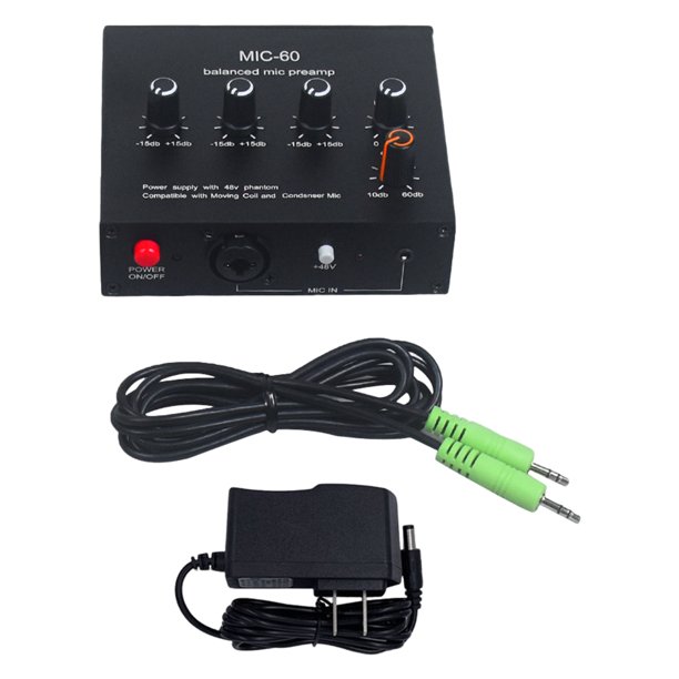 Tholdsy Megáfono de micrófono dinámico negro con interfaz XLR de 5 mm y 5 mm Ganancia máxima 60 dB Alto rango medio de 6,5 mm Sistemas de cine en casa Cable de 3.5 mm + enchufe estadounidense 110V