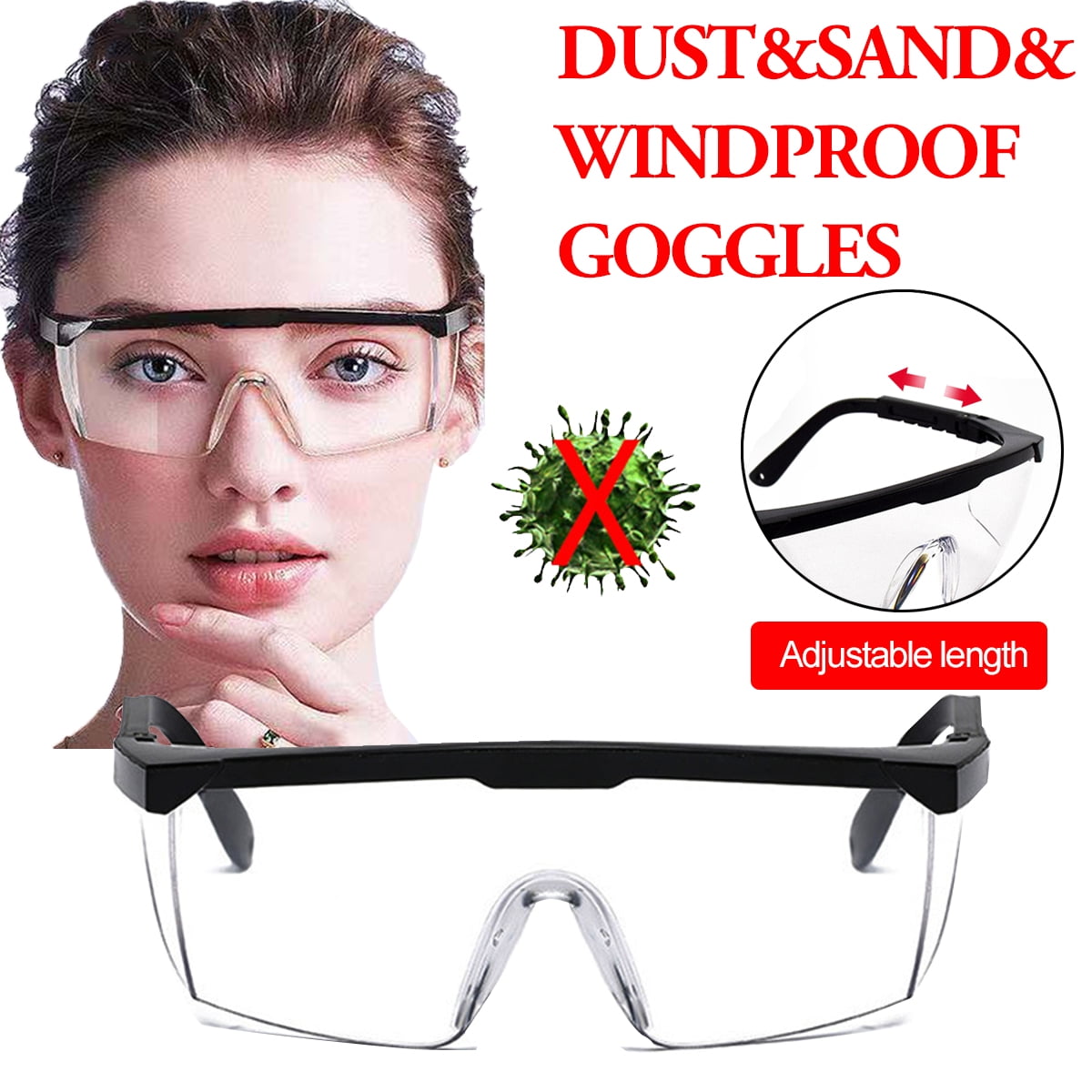 1pcs Protective Safe GlassesBlack + Transparent Prevent Droplets, Anti