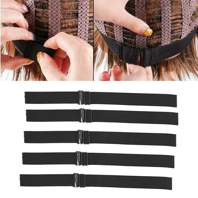 5 Pieces Black Adjustable Elastic Band Straps with Hooks for Making Closure