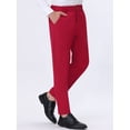 thumbnail image 2 of INSPIRE CHIC Pantalon Habillé Rouge pour Homme Coupe Droite Couleur Unie devant Plat Pantalon Chino 30, 2 of 5