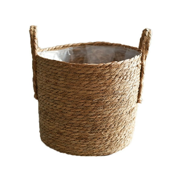 Seagrass Planter Basket Flower Pots Cover Plant Baskets Hand Woven Plant Basket Storage Plant Containers with Plastic Liners for Indoor Outdoor Flower Pots Decoration 13, 11, 9 Inch (Classic)