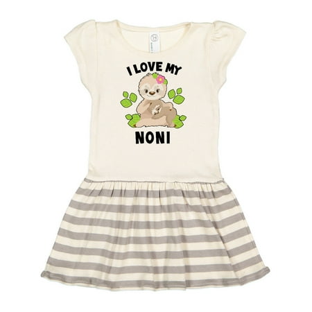 

Inktastic Cute Sloth I Love My Noni with Green Leaves Gift Toddler Girl Dress