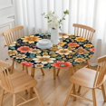 thumbnail image 3 of Pioneer Flower Floral Print Pattern Round Fitted Tablecloth with Elastic Edge,Dining Table Cover Waterproof,Outdoor Round Tablecloth for Camping,Dining,Indoor and Outdoor, 3 of 7