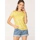 thumbnail image 4 of Top de blusa floral Allegra K de verano manga corta Amarillo M, 4 of 6