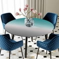 thumbnail image 5 of Elastic Fitted Round Tablecloth, Teal Grey Ombre Waterproof Stretch Table Cover for 45"-54" Tables, Turquoise Gradient Modern Abstract Art Washable Outdoor Tablecloths for Patio, Picnic, Camping, 5 of 9
