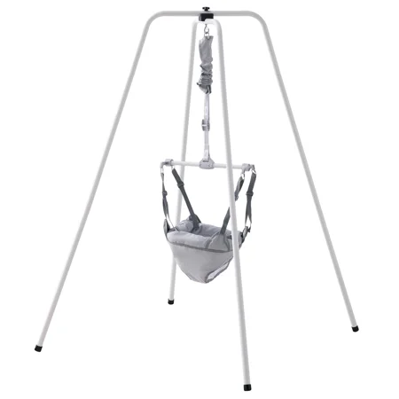 VAIKAXY 2 in 1 Baby Jumper with Stand, Height-Adjustable Baby Jumpers and Bouncers, 35LBS Loading Toddler Infant Jumper for 3+ Months, Quick-Folding Indoor/Outdoor Jumper Exerciser Babies