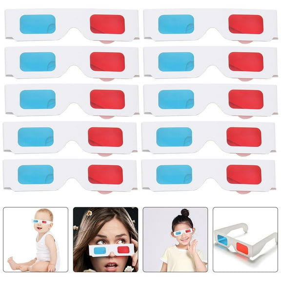 FELTECHELECTR 10Pcs 3D Glasses Frame Shaped Red Paper For Home Entertainment Movie Watching Gaming