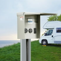 Portable RV Power Distribution Panel, 125V/250V, 20A/30A/50A Receptacles, NEMA 14-50R & TT-30R, GFCI, UL Certified for Campers