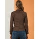 thumbnail image 5 of Chaqueta de gamuza sintética con cordón delantero abierto informal de manga larga para mujer marrón L, 5 of 6
