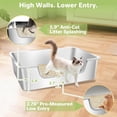 thumbnail image 3 of Low Entry Litter Box for Senior or Disabled & Injured Cats, Stainless Steel High Sided Enclosed Easy Step in Entry-Large Metal Kitty Litter Box for Kittens, Odor Control, 3 of 9