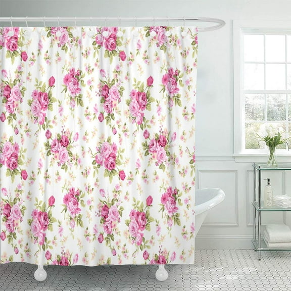 KSADK Anemone Little Bouquet Shade Rose Flower Pattern with Vintage Pink Beautiful Bathroom Shower Curtain 60x72 inch
