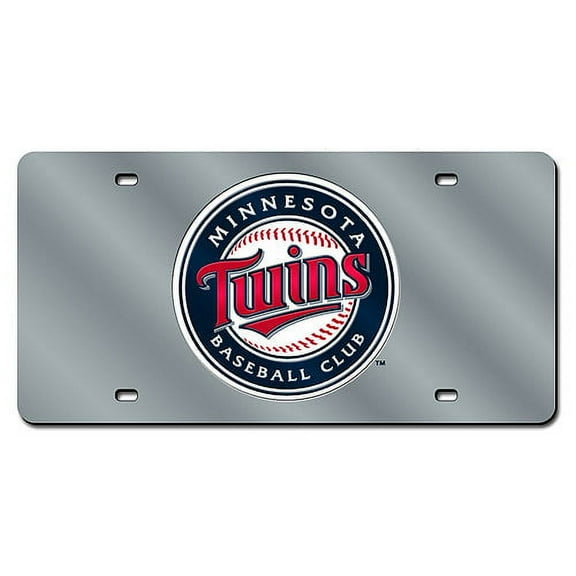 Minnesota Baseball Twins Logo Silver Mirror Look Laser License Plate