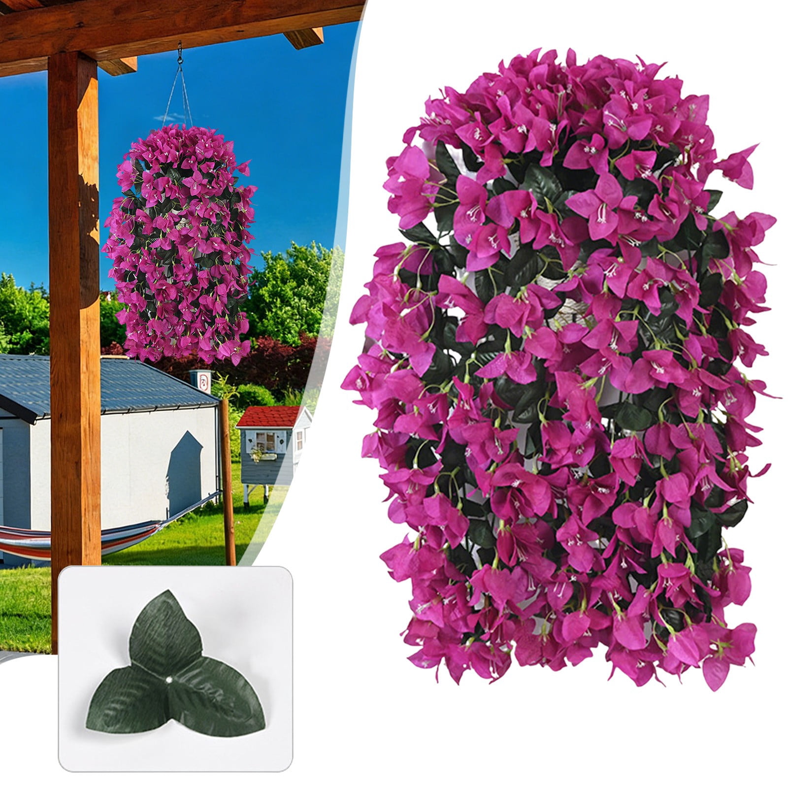 Artificial Faux Bougainvillea Flowers Plants for Outdoor Decoration, 1 PCS Fake Silk Long Trailing Vines UV Resistant Realistic for Front Door Porch Planter Patio Balcony,Purple,28.74"