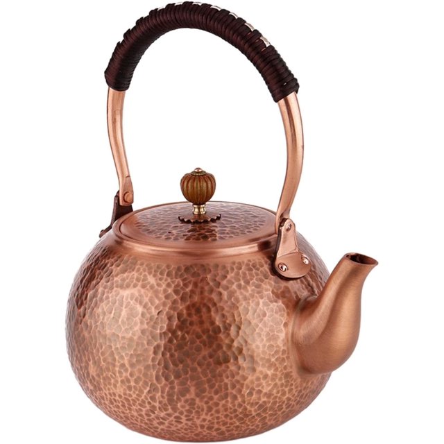 Tetera de cobre violeta de 1,2 l, hervidor de agua de cobre, tetera Fu, tetera para estufas eléctricas, de inducción y de gas