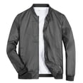 thumbnail image 1 of Chaquetas Hanzidakd para hombre, abrigos de invierno y otoño, manga larga, color liso, cuello alto, bolsillo con cremallera completa, ligeras, gabardinas holgadas, cárdigan informal, tops, gris M, 1 of 8