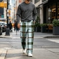 thumbnail image 4 of HAJWOH Mens Sweatpants Baggy Wide Leg Plaid Checkered Jogger Pants Men for Daily wear, 4 of 5