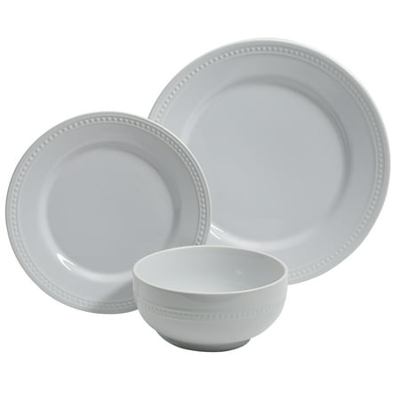 Royal Doulton Platinum Dinnerware - Gibson Home Royal Palace Dinnerware Set in Embossed White, Set of 12