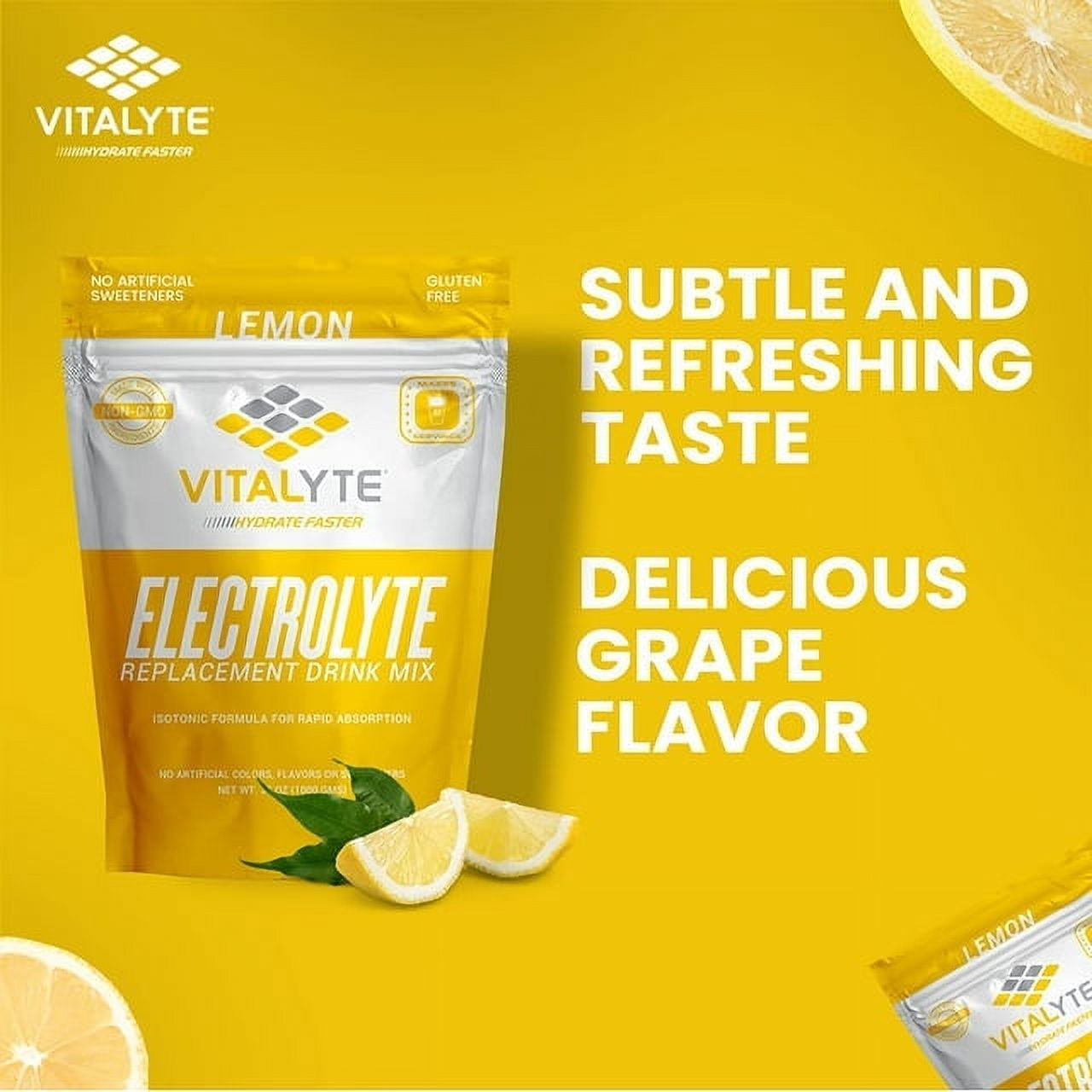 Vitalyte Lemon Electrolyte Powder Mix, Isotonic Hydration, 160 Servings (4-Pack, 35 oz each)