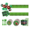 LSFYSZD Football Seasons Party Supplies, Disposable Snack Plates, Cups, Forks, Spoons and Napkins, Green Rugby Dishware