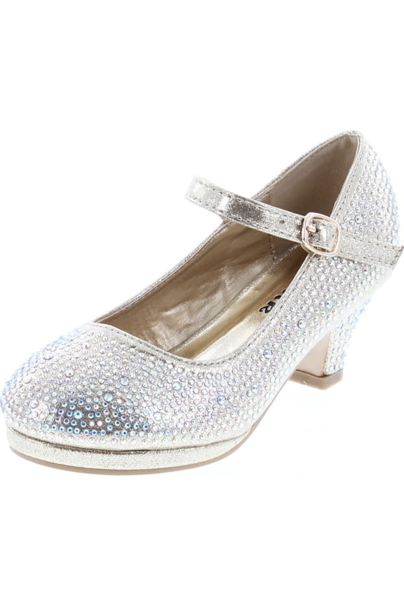 Girls Kids Dana-53K Rhinestone Heel Platform Dress Pumps