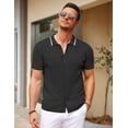 thumbnail image 3 of COOFANDY Men's Knit Short Sleeve Button Down Shirt Summer Beach Casual Vintage Shirt Knitted Shirts, 3 of 6