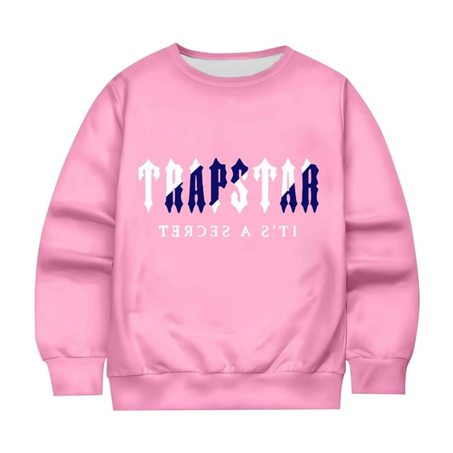Hauts pour Enfants Trapstar Chandails en Molleton Col Rond Manches Longues Chandails en Molleton Graphiques Amples Trapstar Street Hip-hop Chandail Chandails en Molleton Garçons Filles Chandails en Molleton (Rose, 120)