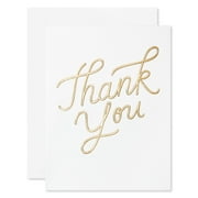 American Greetings Thank You Stationery with Envelopes, Gold Script on White (10-count)