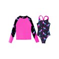 thumbnail image 3 of TiaoBug Kids Girls Printed Swimwear Long Sleeve Rash Guard Swim Top with One Piece Swimsuit Set Night Pegasus 14, 3 of 7
