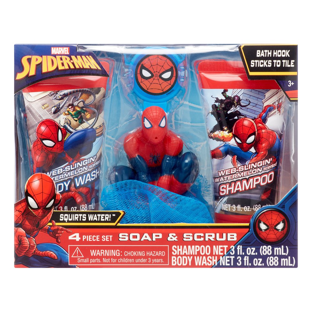 Marvel Spiderman 4Piece Soap & Scrub Bath Set